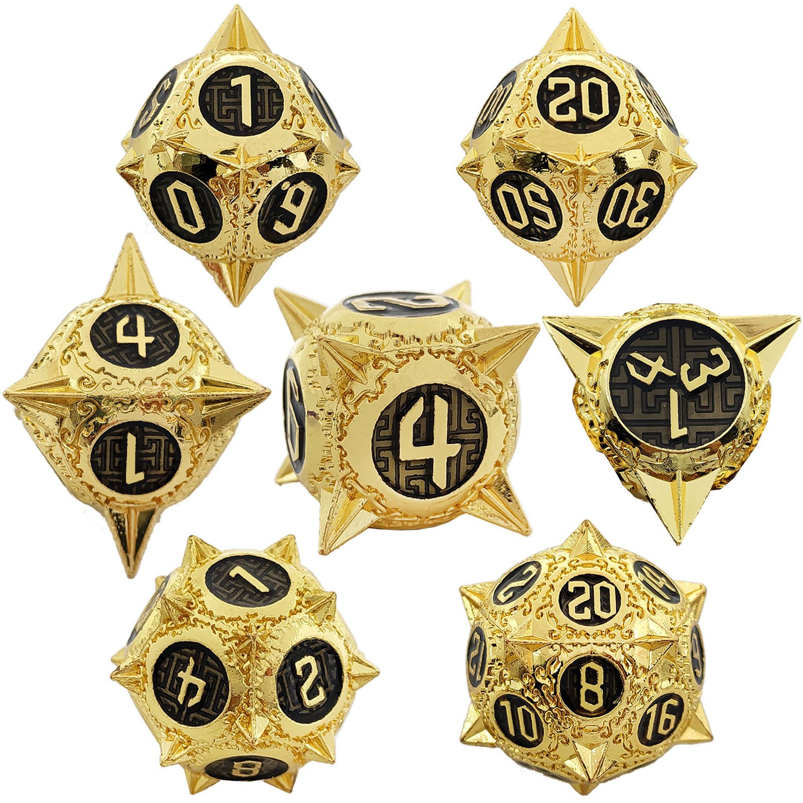 Halloween Custom 7pcs Dnd Dice Set Glitter Solid Special-shape Zinc Alloy Metal Dice Set