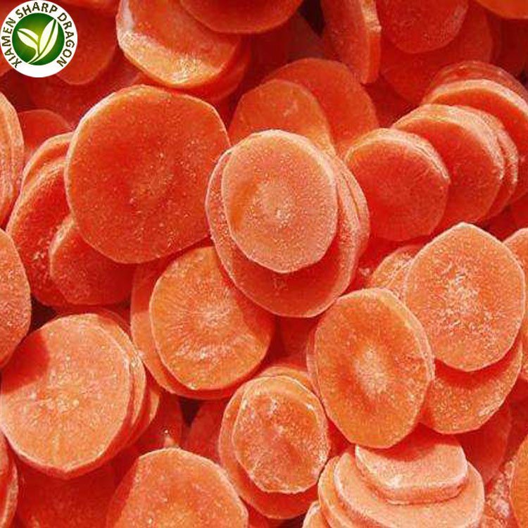 Frozen carrot Sliced Cut flower and Roundness pattern crinkle cuts IQF Slice Chunk Diced Block Cube Bulk organic Freeze Freezing