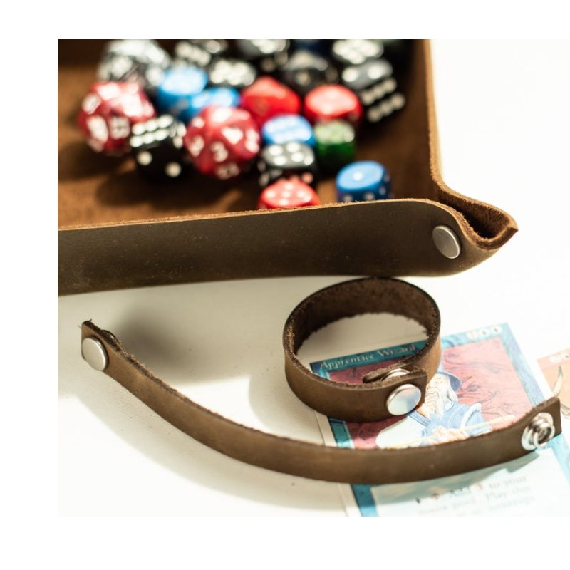 Scroll of rolling DND dice rolling tray leather rolling mat with detachable straps, personalized scroll of rolling