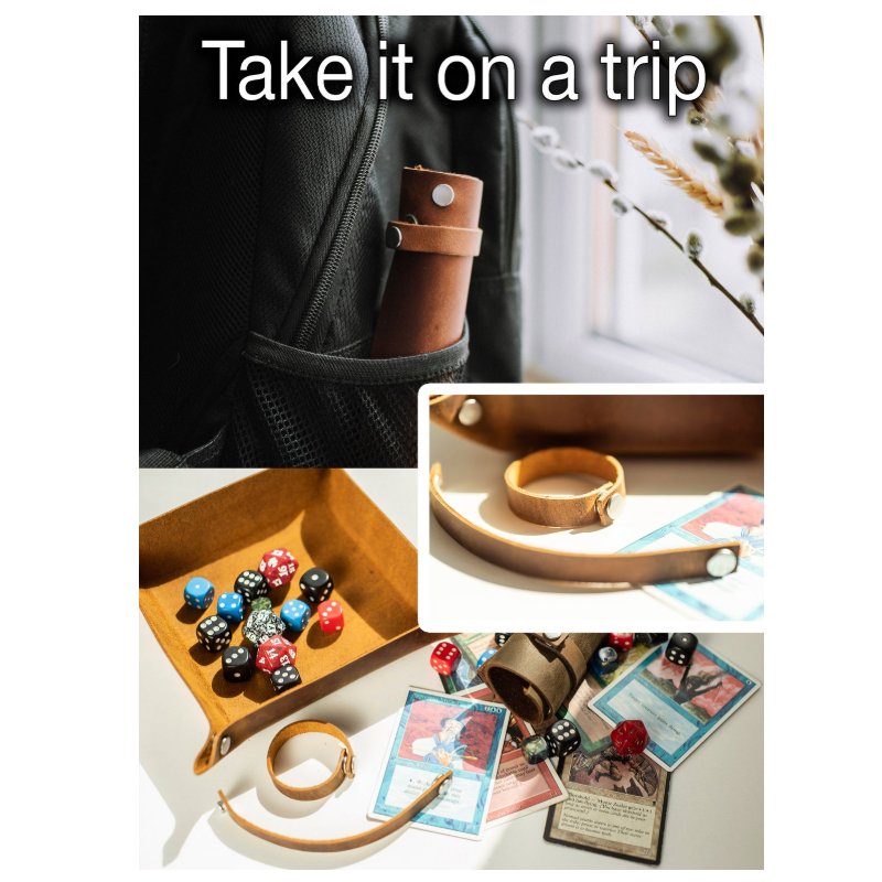 Scroll of rolling DND dice rolling tray leather rolling mat with detachable straps, personalized scroll of rolling