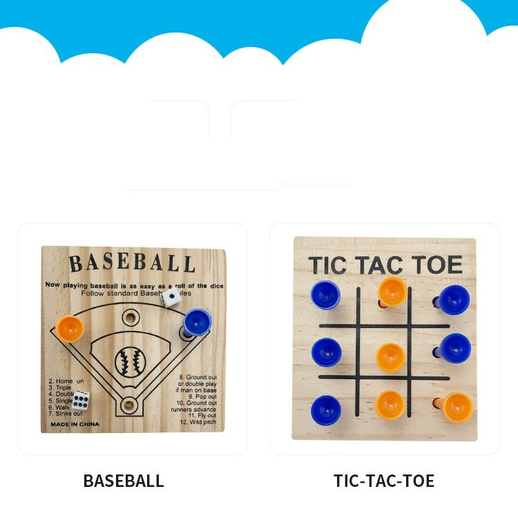 Wooden peg board Tic Tac Toecribbage game throwing dice to play baseball game pitching puzzle baseball