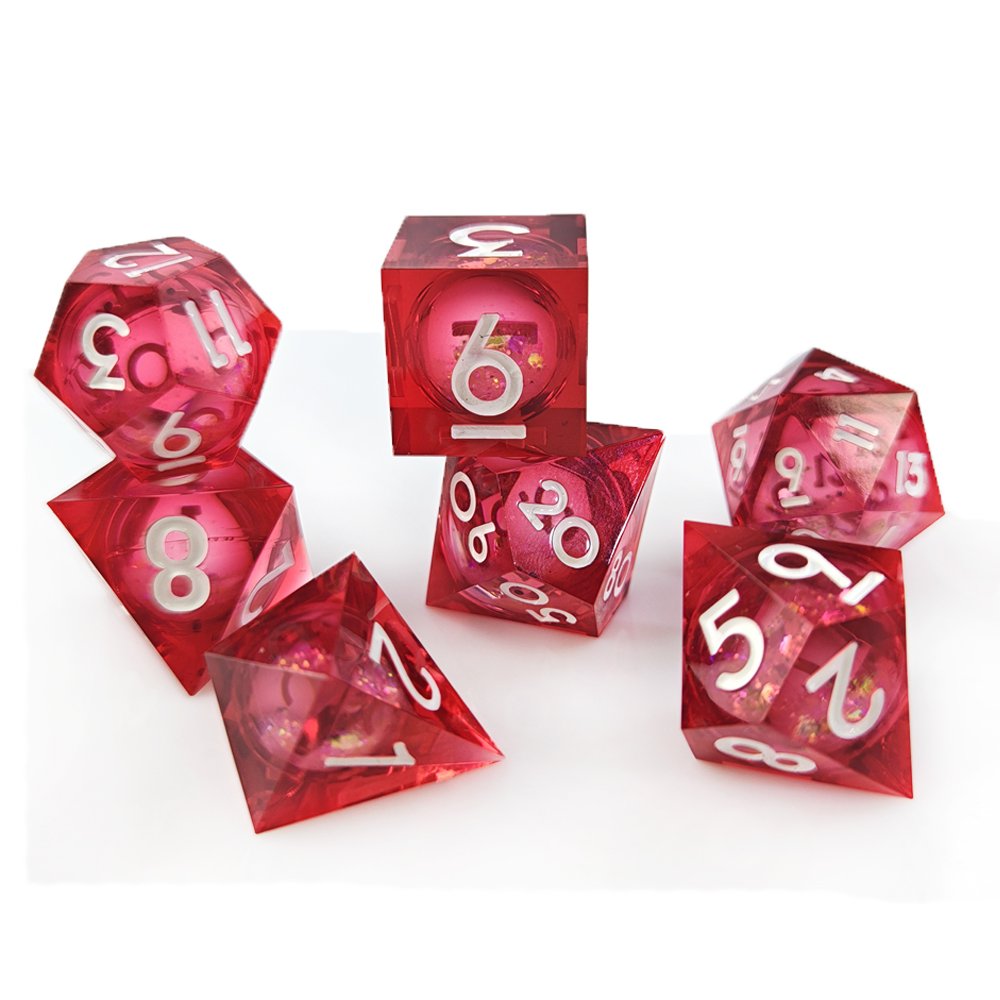 Polyhedral 7pcs Liquid Quicksand Dice DND Dungeons and Dragons RPG Board Game Sharp Edge Resin Dice Set
