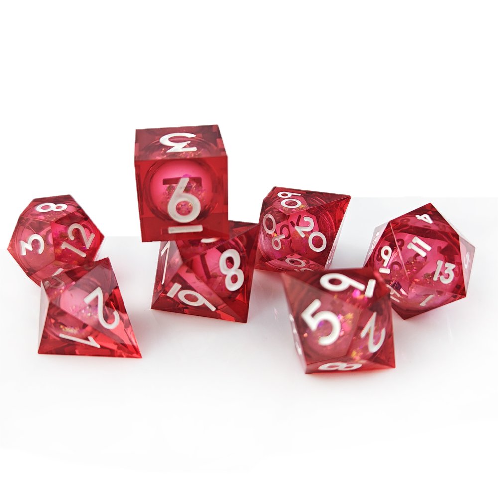 Polyhedral 7pcs Liquid Quicksand Dice DND Dungeons and Dragons RPG Board Game Sharp Edge Resin Dice Set