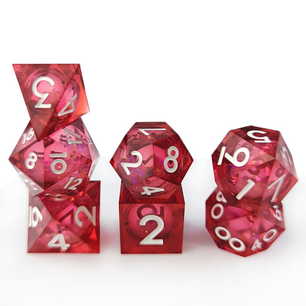 Polyhedral 7pcs Liquid Quicksand Dice DND Dungeons and Dragons RPG Board Game Sharp Edge Resin Dice Set