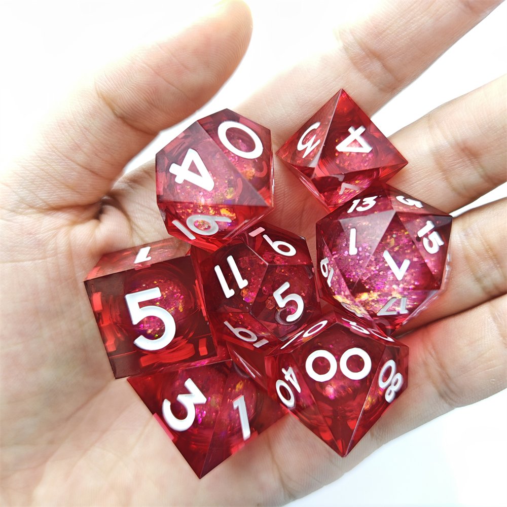 Polyhedral 7pcs Liquid Quicksand Dice DND Dungeons and Dragons RPG Board Game Sharp Edge Resin Dice Set