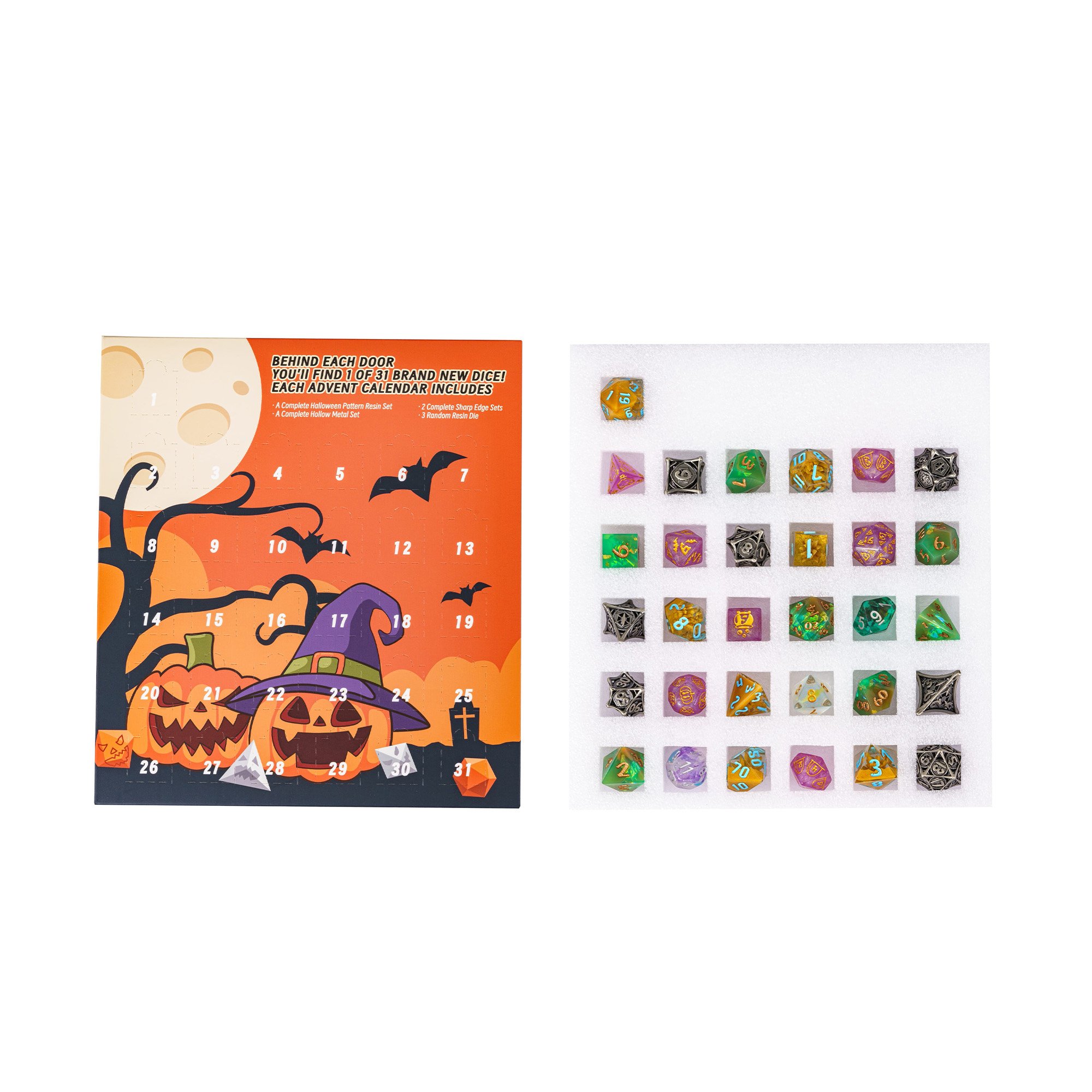 Udixi Custom Polyhedral Halloween Advent Calendar Dice Dungeons and Dragons dnd rpg dice set board game