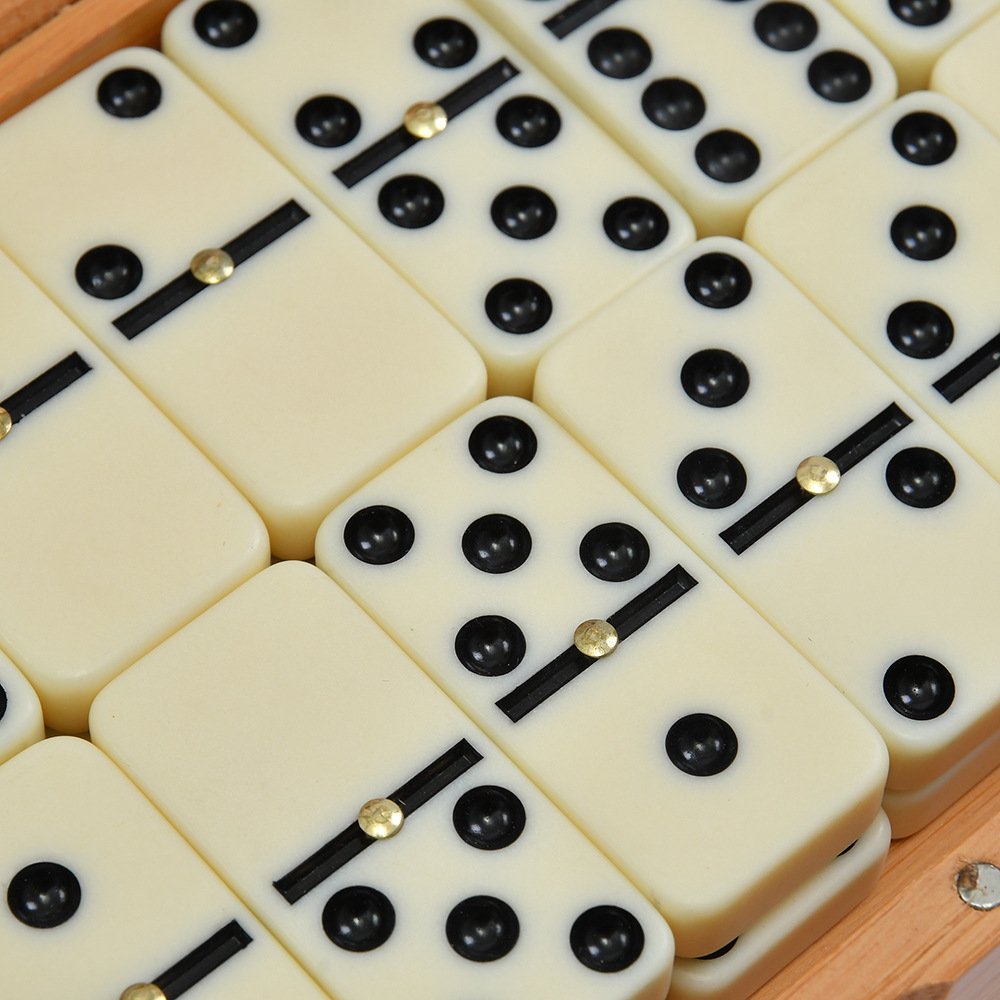 Hot Sale Classic Adults Gambing Board Games Ivory Colored Domino Chips 28pcs Mahjong Game Sets In Wooden Box