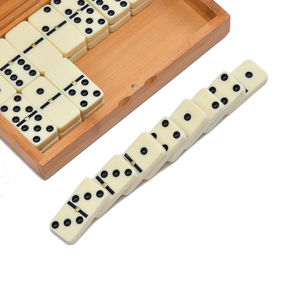 Hot Sale Classic Adults Gambing Board Games Ivory Colored Domino Chips 28pcs Mahjong Game Sets In Wooden Box