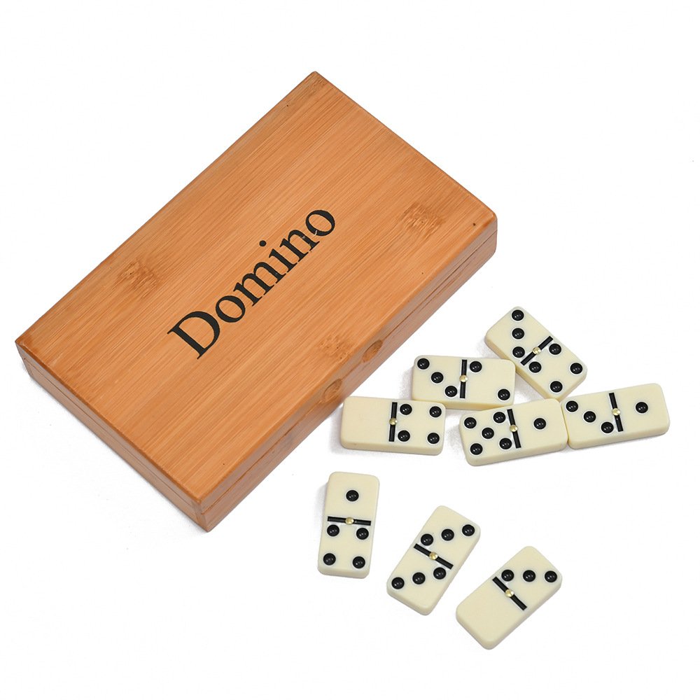 Hot Sale Classic Adults Gambing Board Games Ivory Colored Domino Chips 28pcs Mahjong Game Sets In Wooden Box