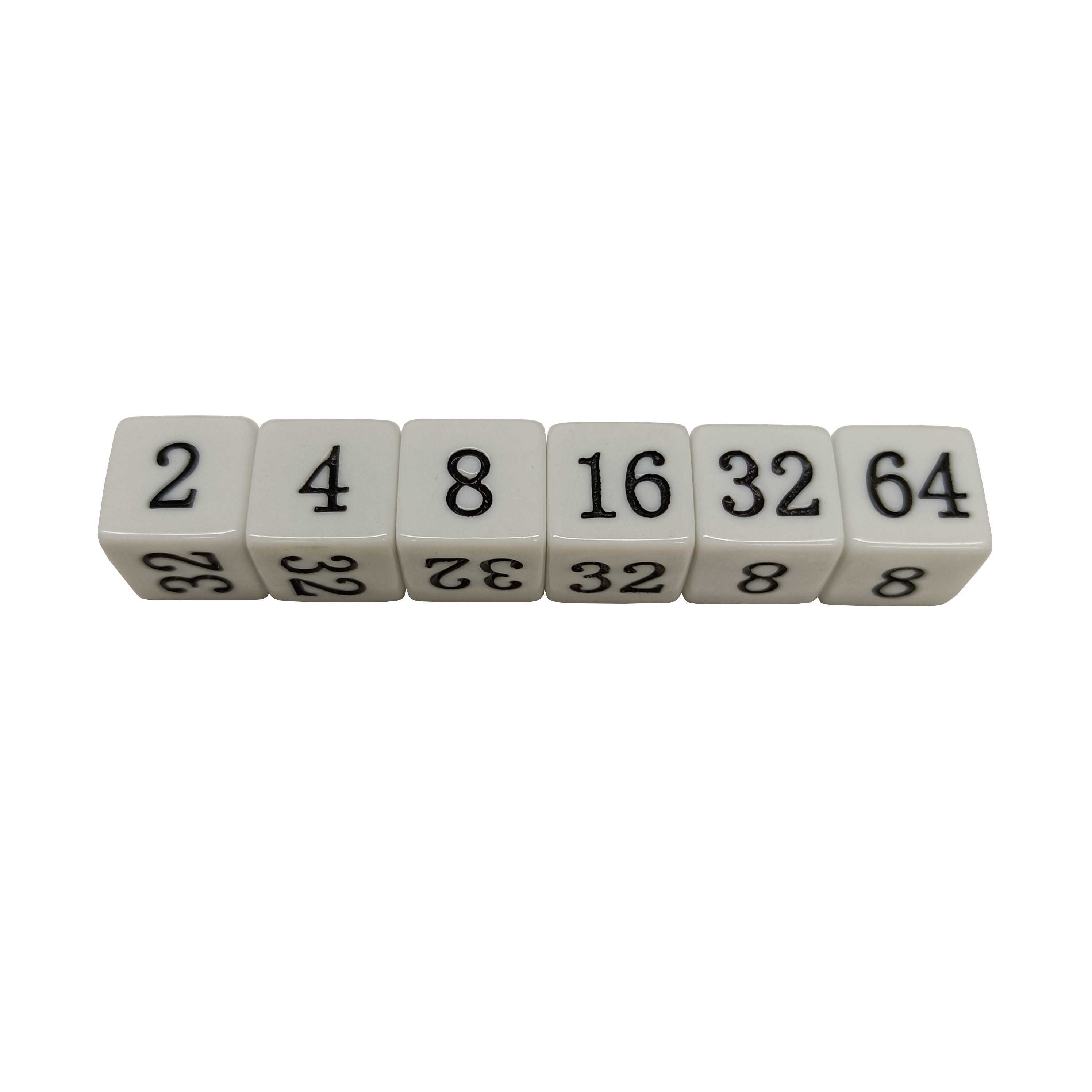 16mm Backgammon Doubling Dice Acrylic Wood Plastic Cube with Engraved Numbers 2 4 8 16 32 64 for Board & Promotional Games