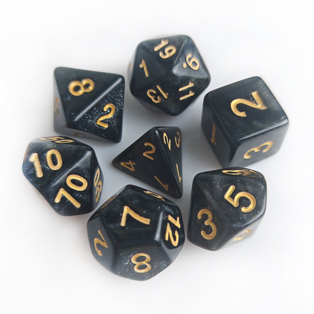 Polyhedral Glitter Acrylic Dice 7Pcs Set Factory Direct Sale High Quality Warhammer Dungeons and Dragons DND RPG Game Dice