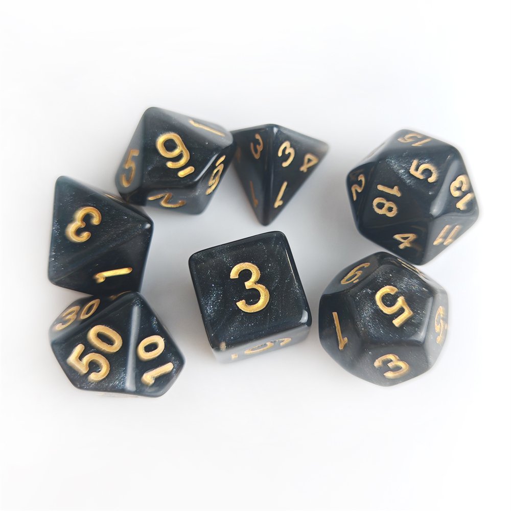 Polyhedral Glitter Acrylic Dice 7Pcs Set Factory Direct Sale High Quality Warhammer Dungeons and Dragons DND RPG Game Dice