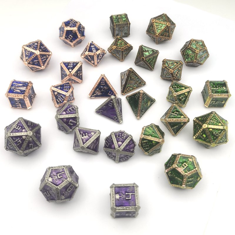 Wizard Metal DND Die Set Blood Polyhedron RPG Die Set for Dungeons & Dragons Halloween Ghost Gifts Made of Zinc Alloy