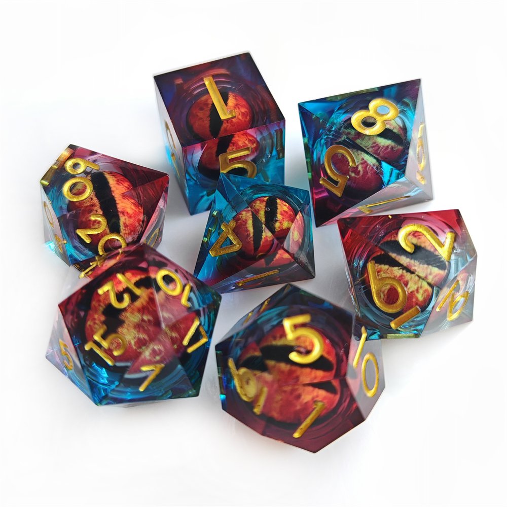 Liquid Core Dragon Eye Dice Set Polyhedral Resin DND Handmade Dice for RPG Dungeons & Dragons Board Game Dice Custom