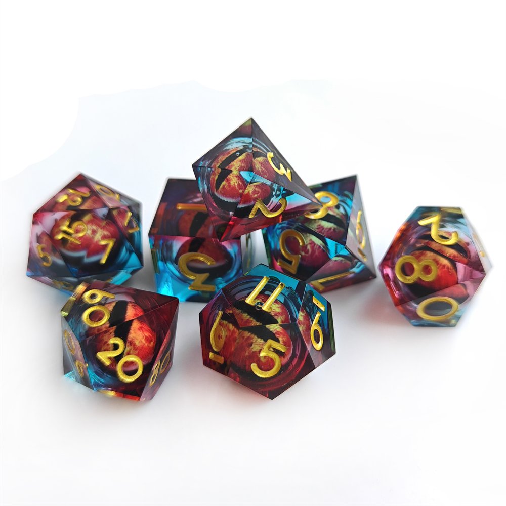 Liquid Core Dragon Eye Dice Set Polyhedral Resin DND Handmade Dice for RPG Dungeons & Dragons Board Game Dice Custom
