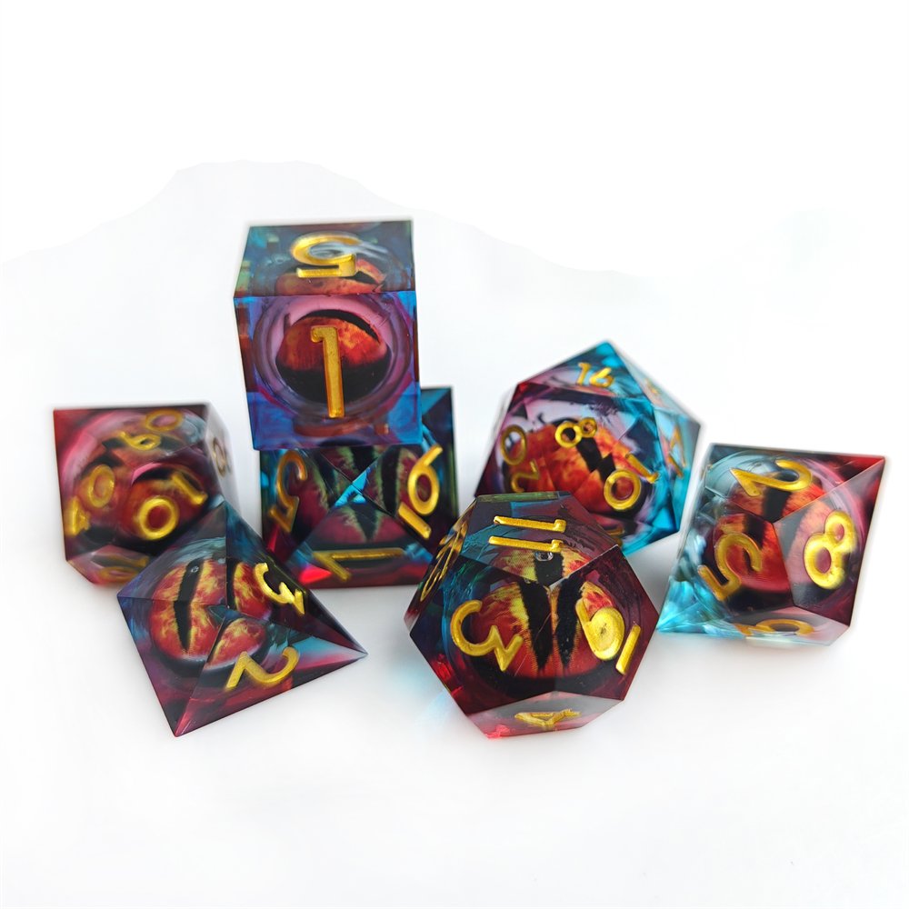 Liquid Core Dragon Eye Dice Set Polyhedral Resin DND Handmade Dice for RPG Dungeons & Dragons Board Game Dice Custom