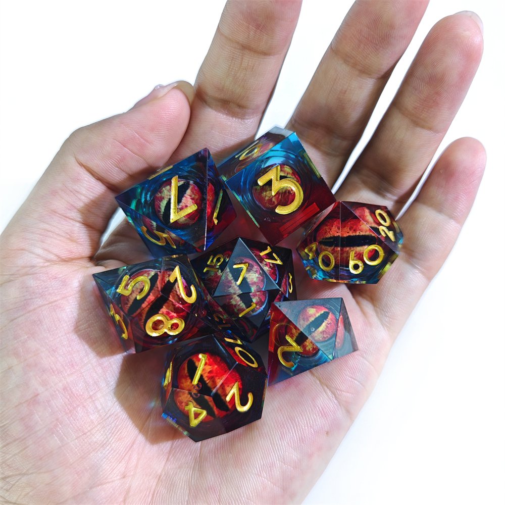 Liquid Core Dragon Eye Dice Set Polyhedral Resin DND Handmade Dice for RPG Dungeons & Dragons Board Game Dice Custom