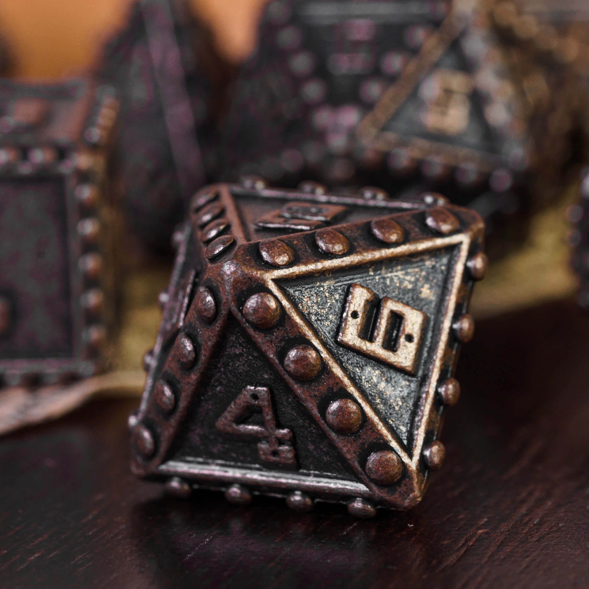 Udixi Metal polyhedron dungeons and dragons rpg dice wholesale custom set Rivet Barrel Plating Dice