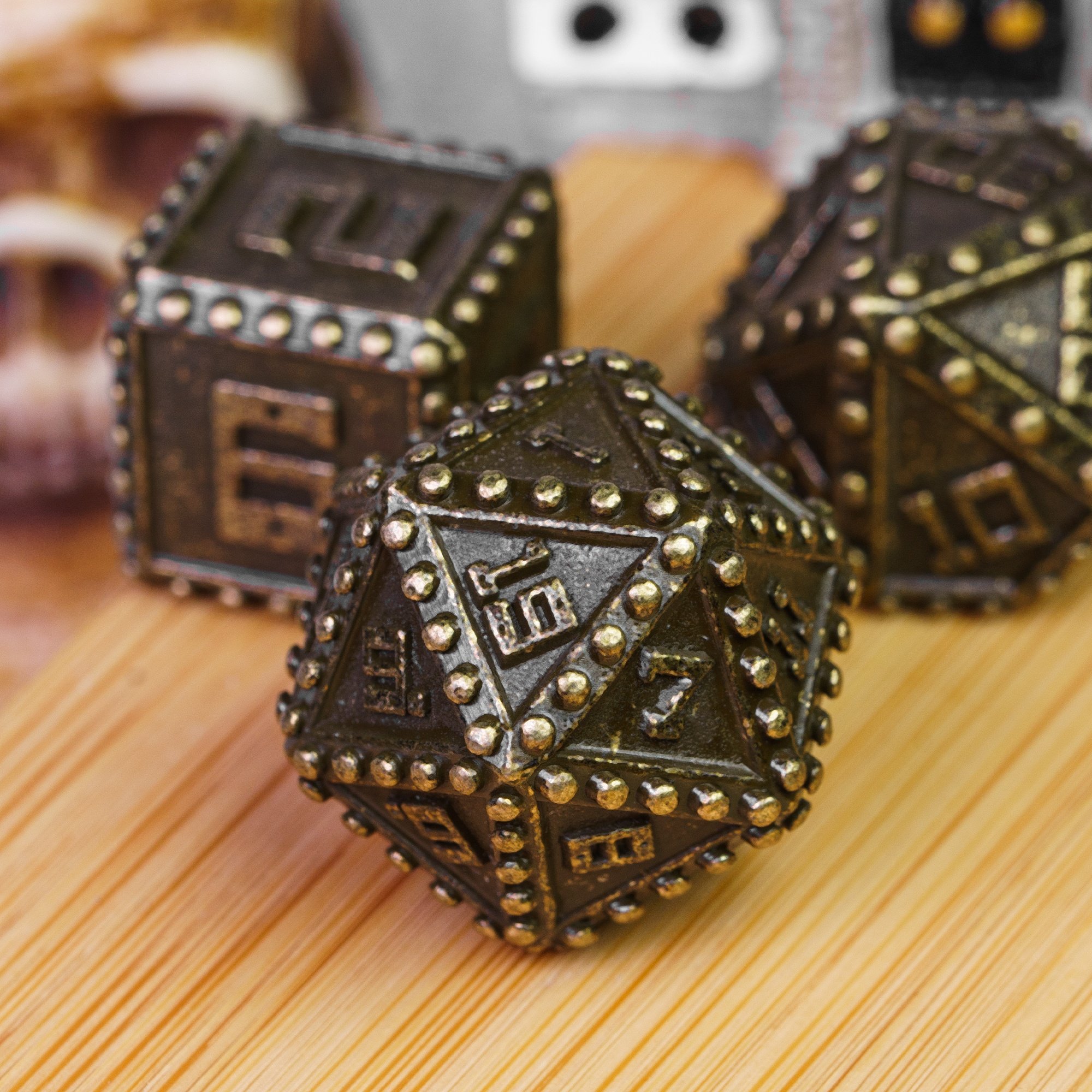 Udixi Metal polyhedron dungeons and dragons rpg dice wholesale custom set Rivet Barrel Plating Dice
