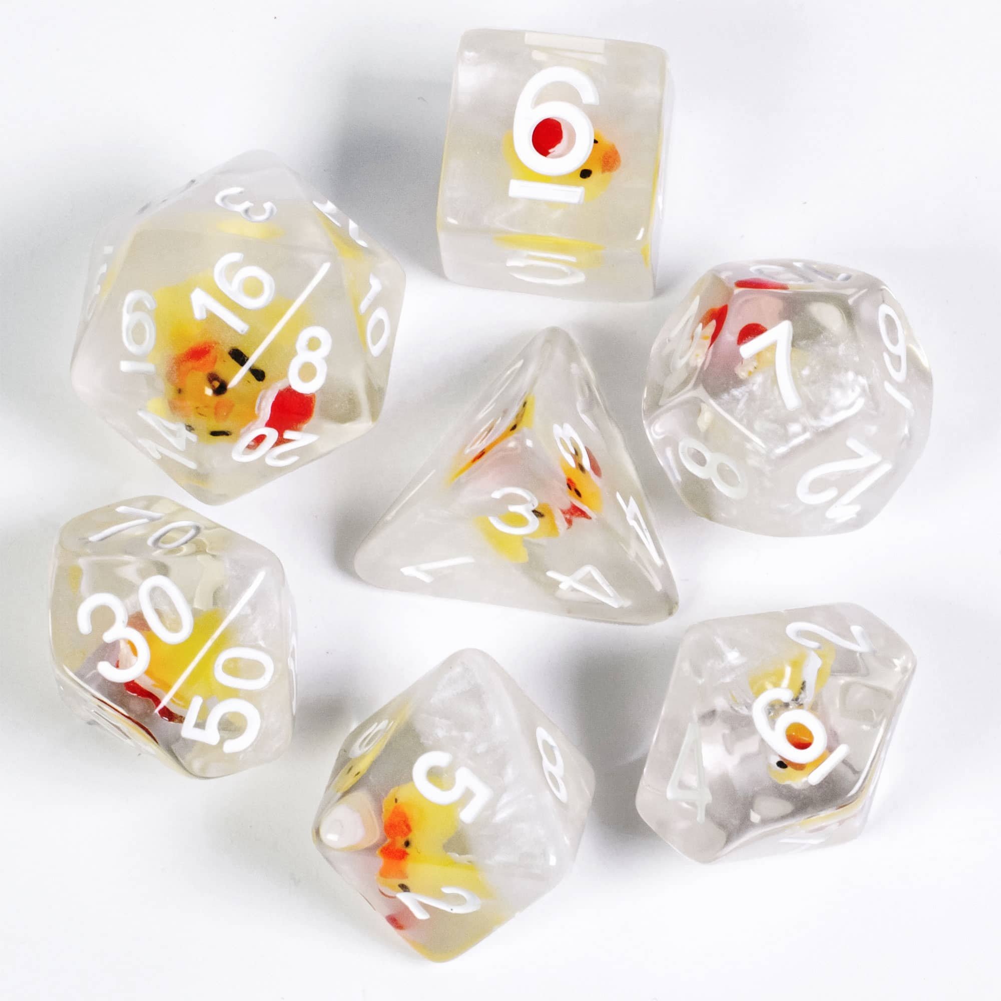 Udixi Plastic polyhedron dungeons and dragons resin rpg dice custom logo set Christmas duck Yellow