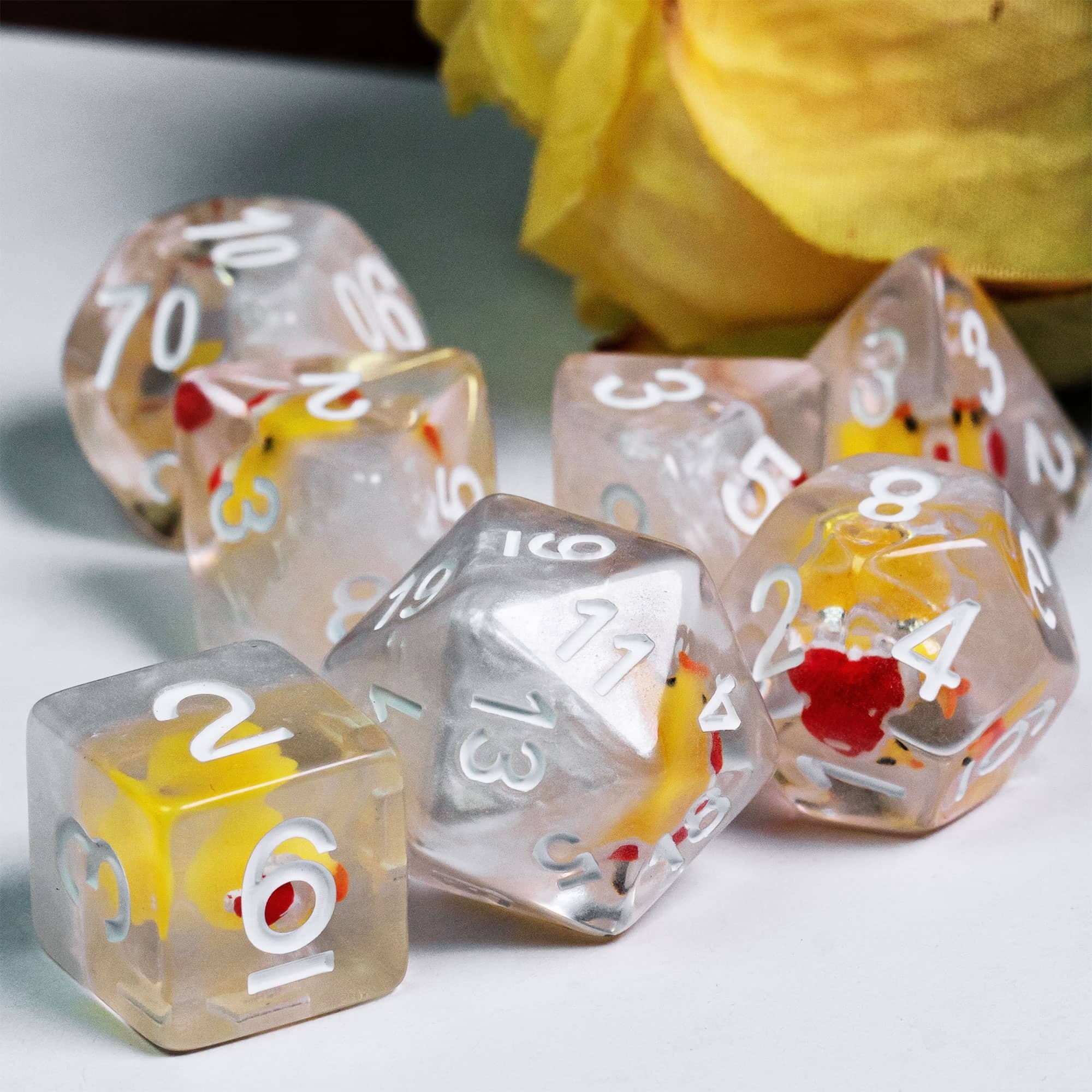 Udixi Plastic polyhedron dungeons and dragons resin rpg dice custom logo set Christmas duck Yellow