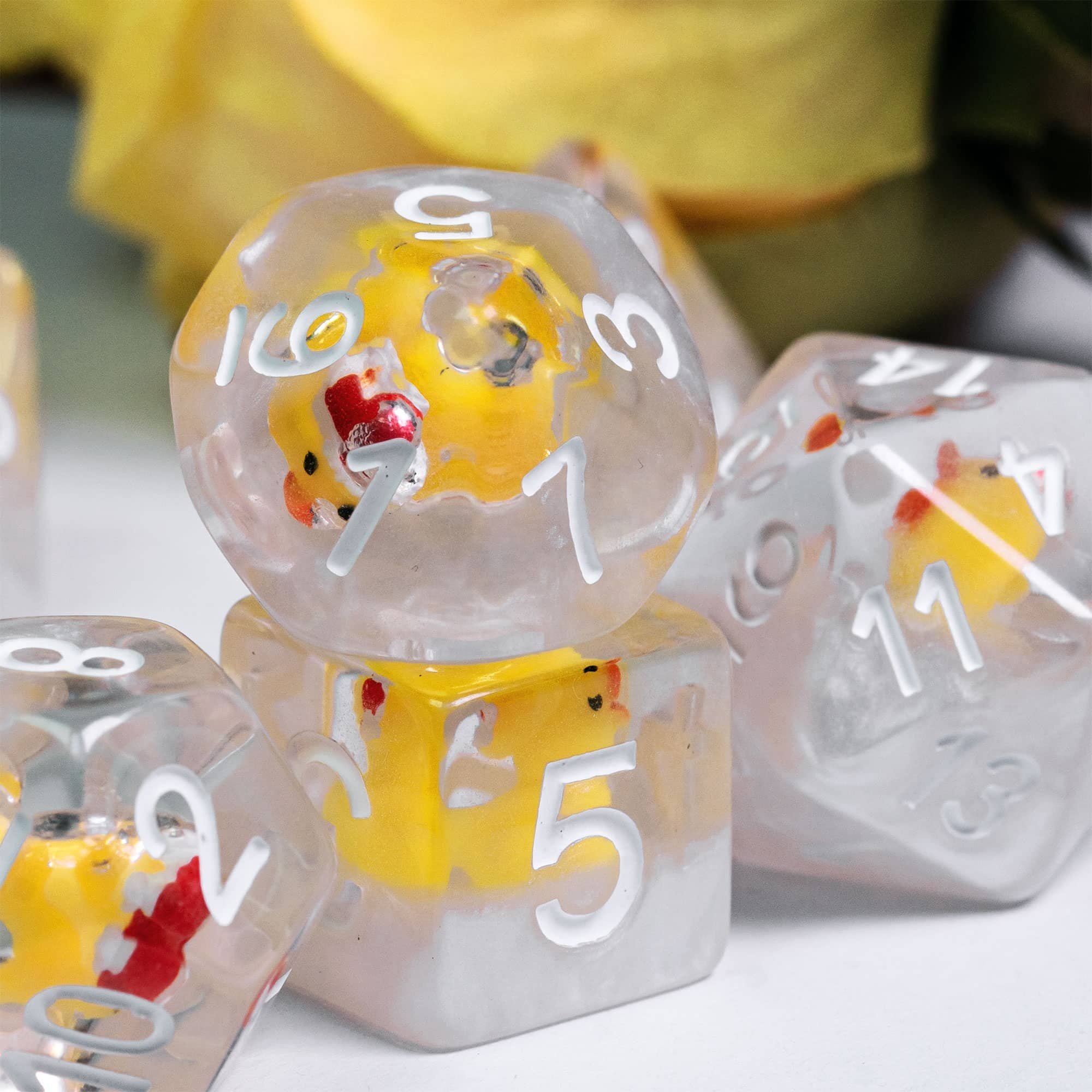 Udixi Plastic polyhedron dungeons and dragons resin rpg dice custom logo set Christmas duck Yellow