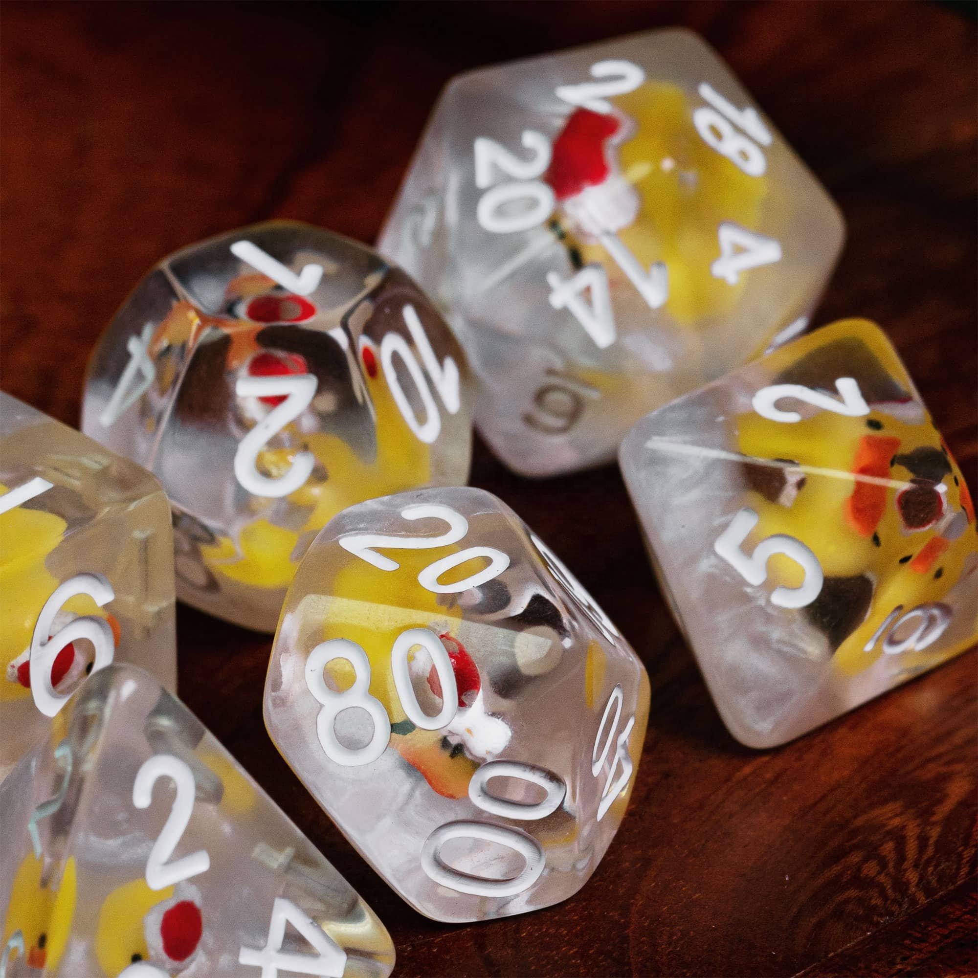 Udixi Plastic polyhedron dungeons and dragons resin rpg dice custom logo set Christmas duck Yellow