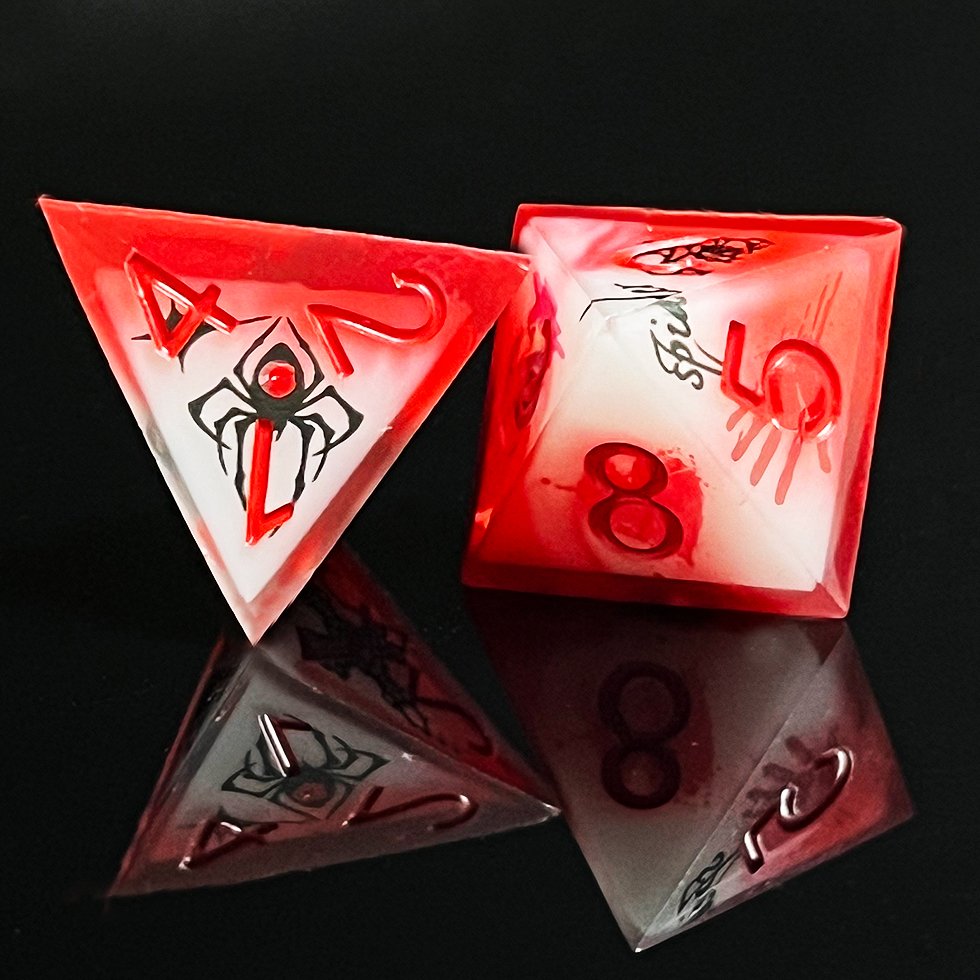 Dice manufacturer double layer blood sharp edge polyhedral Resin layered dnd Solid Dice for game rolling