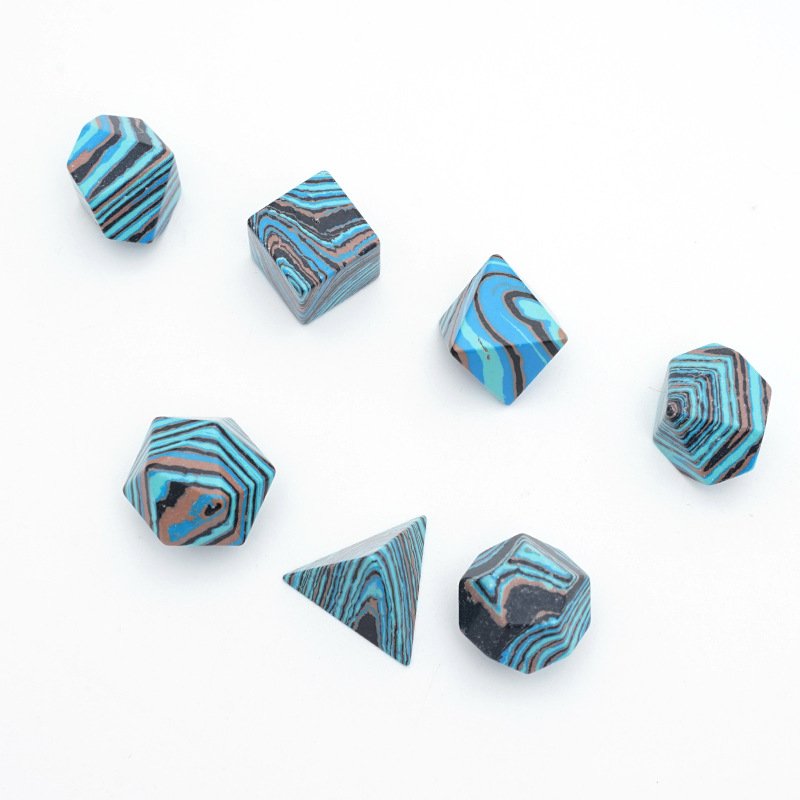 Factory Custom Wholesale High Quality Blank Blue Black Striped Turquoise Dice Set for Dungeons and Dragons RPG