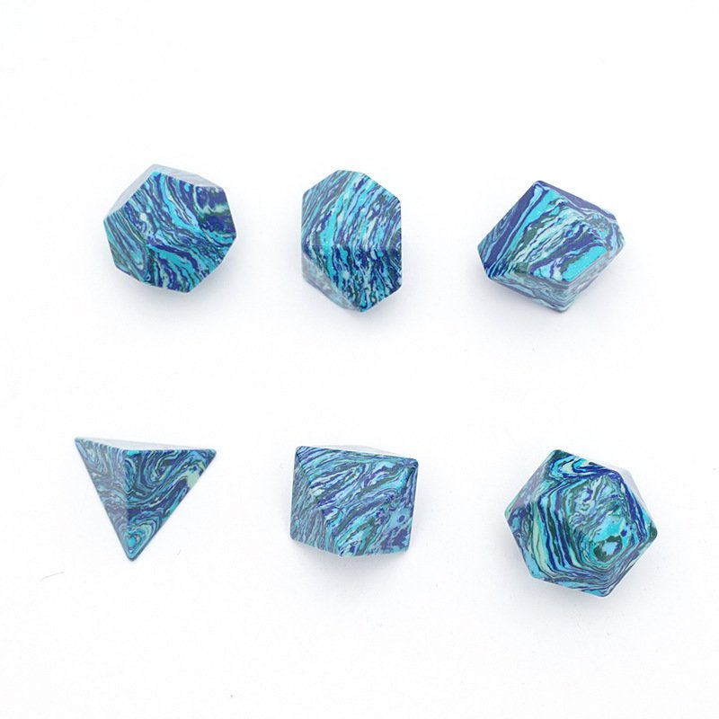 Factory Custom Wholesale High Quality Blank Blue Black Striped Turquoise Dice Set for Dungeons and Dragons RPG