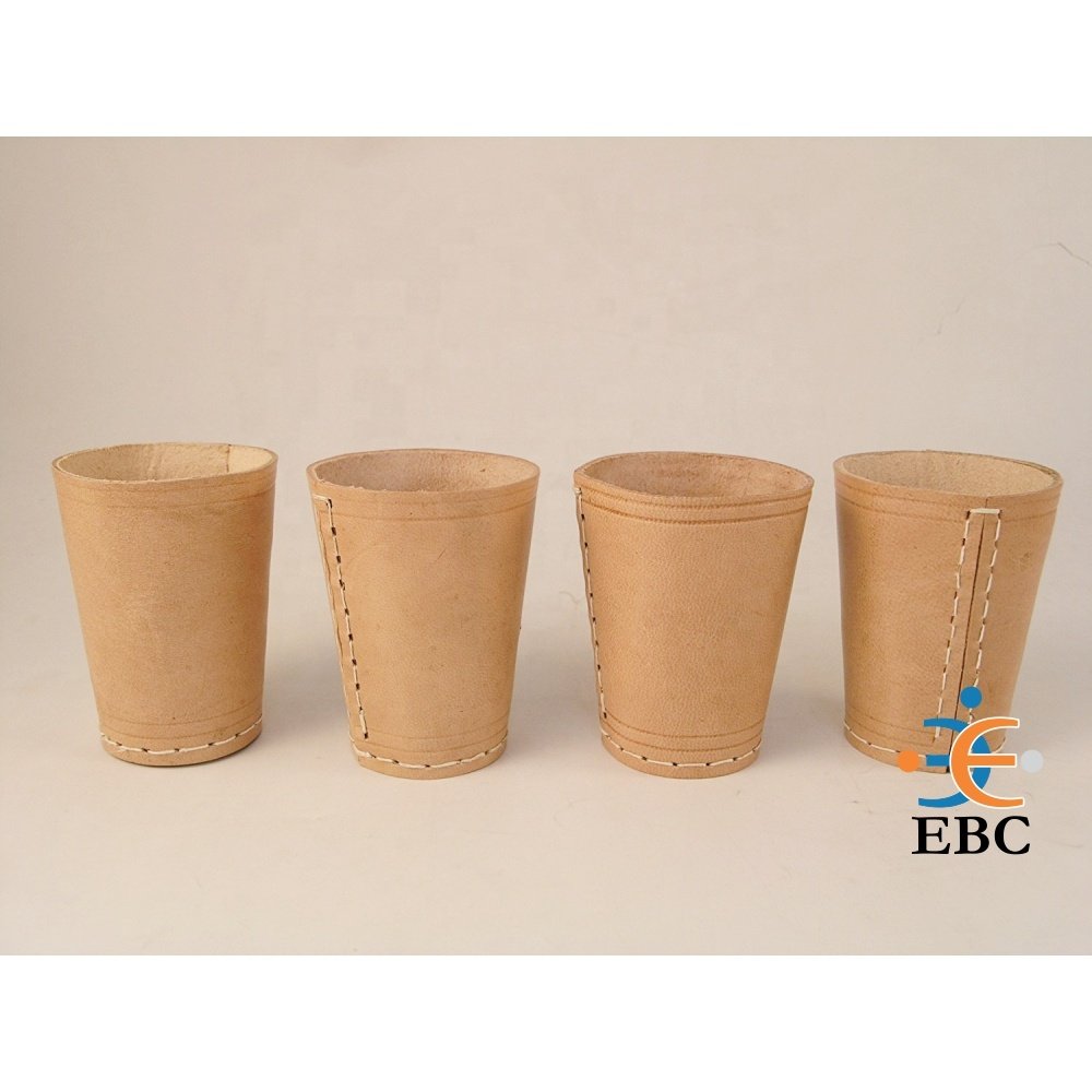 Beautiful Leather Dice Cups Set with Dices OEM Board Game Leather Cup with Custom Embossed Logo Veg Tanned Genuine Leather Made