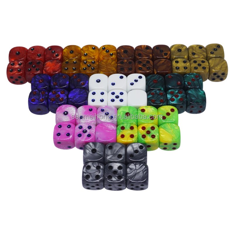 rounded corner Custom gaming dice bulk 12mm 14mm 16mm multi-color engraved pattern dot dice