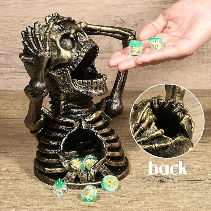 Skull Dice Tower Resin Copper D&D Dice Rolling Tower for Dungeons and Dragons DND Tabletop Game and RPG Games