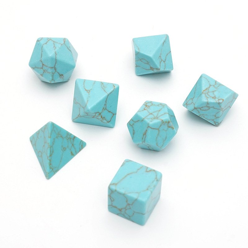 Green Texture Turquoise Gemstone Dice for Dungeons and Dragons RPG Board Game Polyhedral Artificial Turquoise DND Dice Set