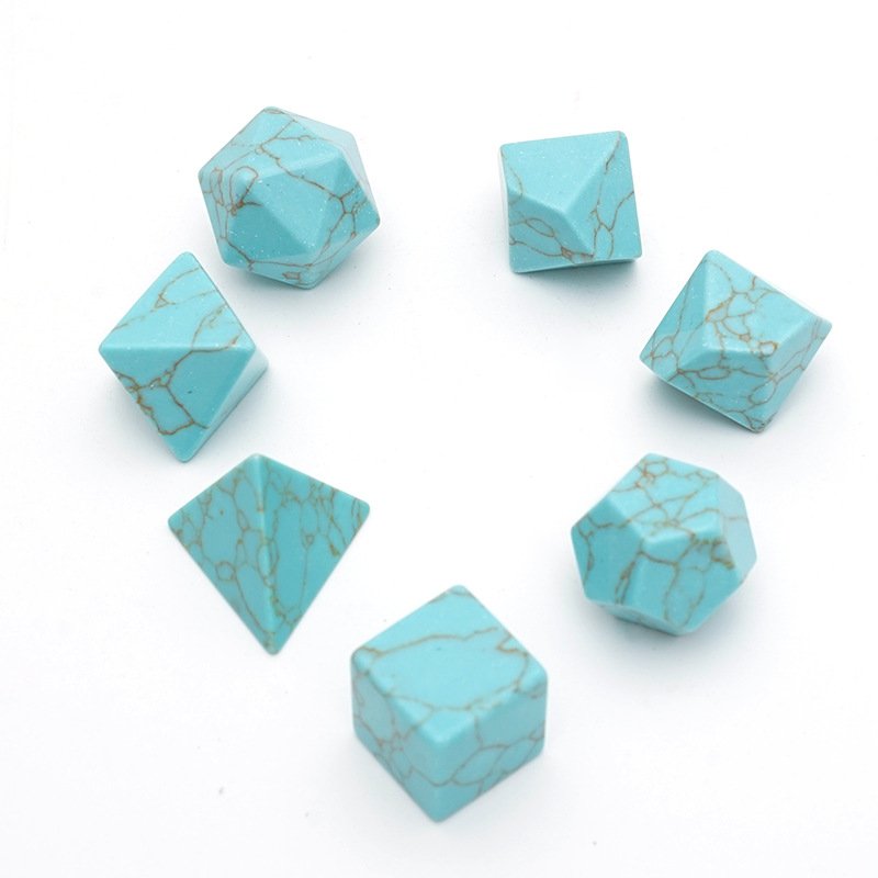 Green Texture Turquoise Gemstone Dice for Dungeons and Dragons RPG Board Game Polyhedral Artificial Turquoise DND Dice Set