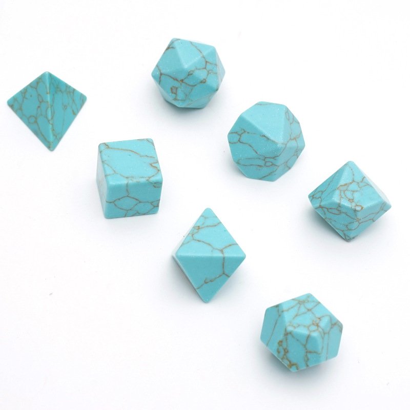 Green Texture Turquoise Gemstone Dice for Dungeons and Dragons RPG Board Game Polyhedral Artificial Turquoise DND Dice Set