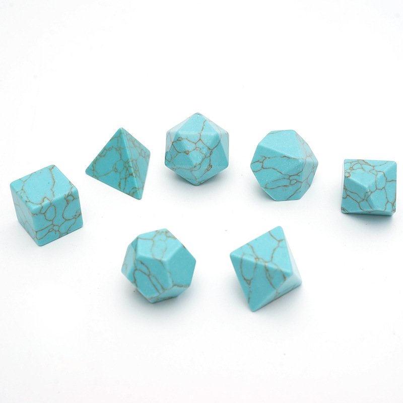 Green Texture Turquoise Gemstone Dice for Dungeons and Dragons RPG Board Game Polyhedral Artificial Turquoise DND Dice Set