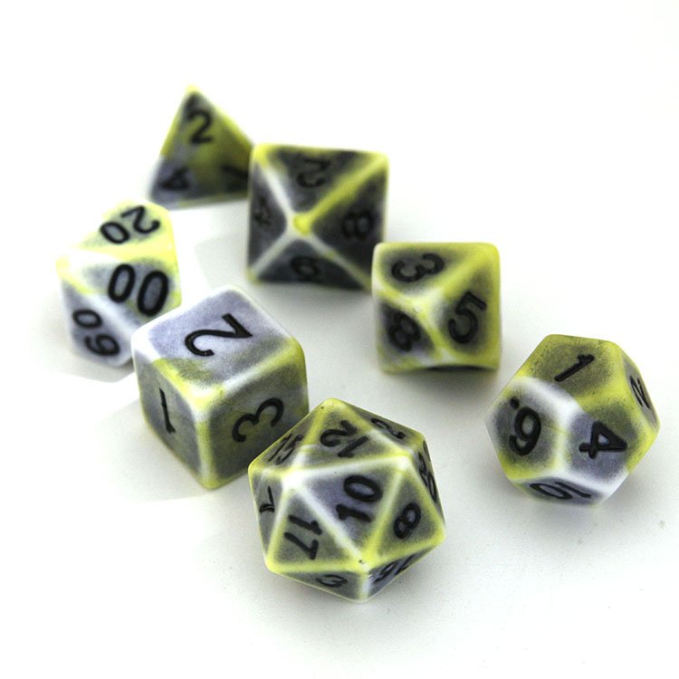 Worn effect swirly dice set