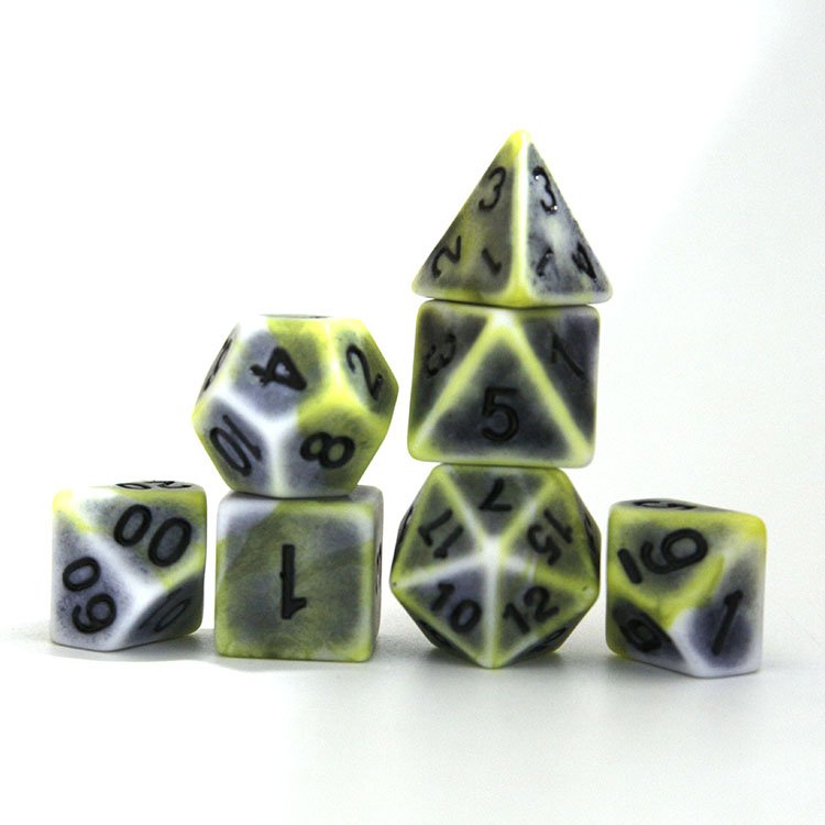 Worn effect swirly dice set