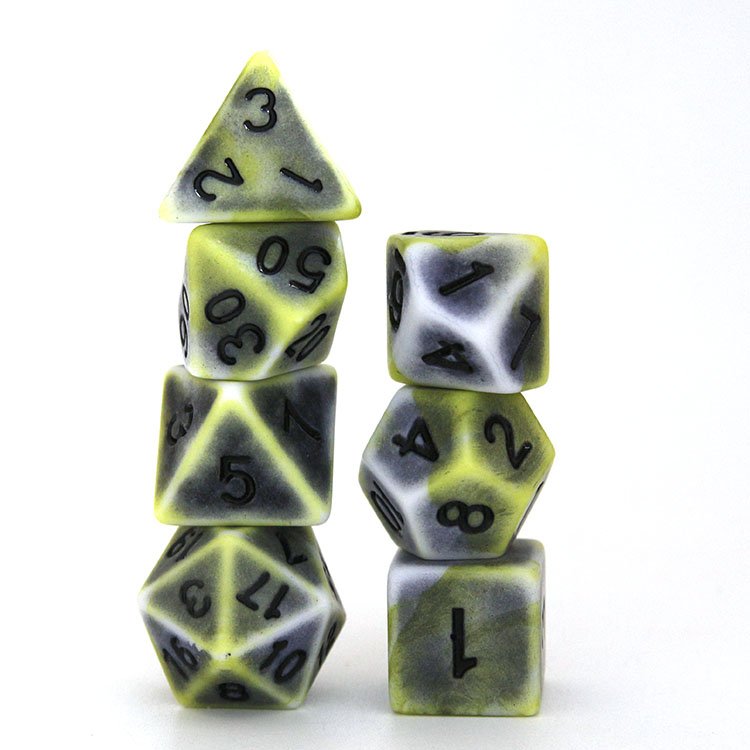 Worn effect swirly dice set
