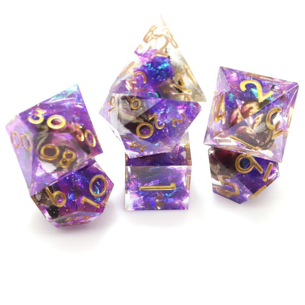 New Design DND Dice Set Polyhedral Resin Handmade Dice For RPG Layered Stickers Dice Dungeons & Dragons Games