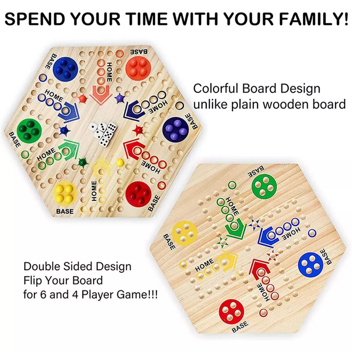 Double Sided Wooden Fast Track Ludo Board Game Parent-Children Interactive Games For Family Party Kids Adults