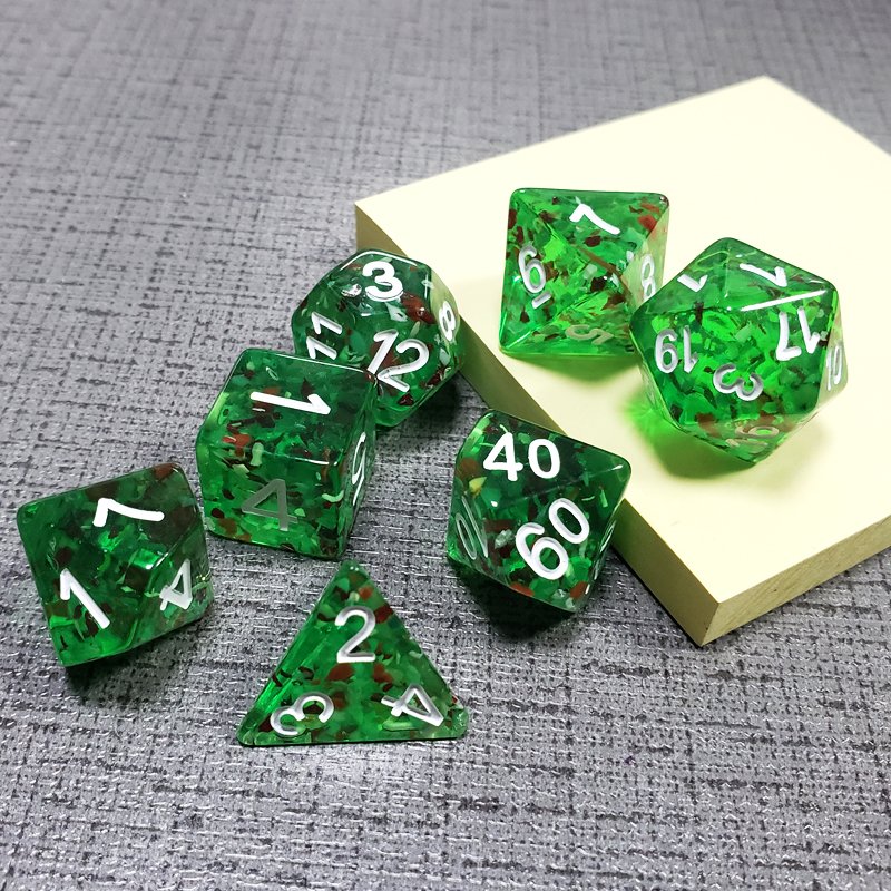 Dungeons & Dragons D&D 7pcs Set Custom round Corner Resin Dice with Candy Green Made from Metal Wood Resin Plastic Role Games