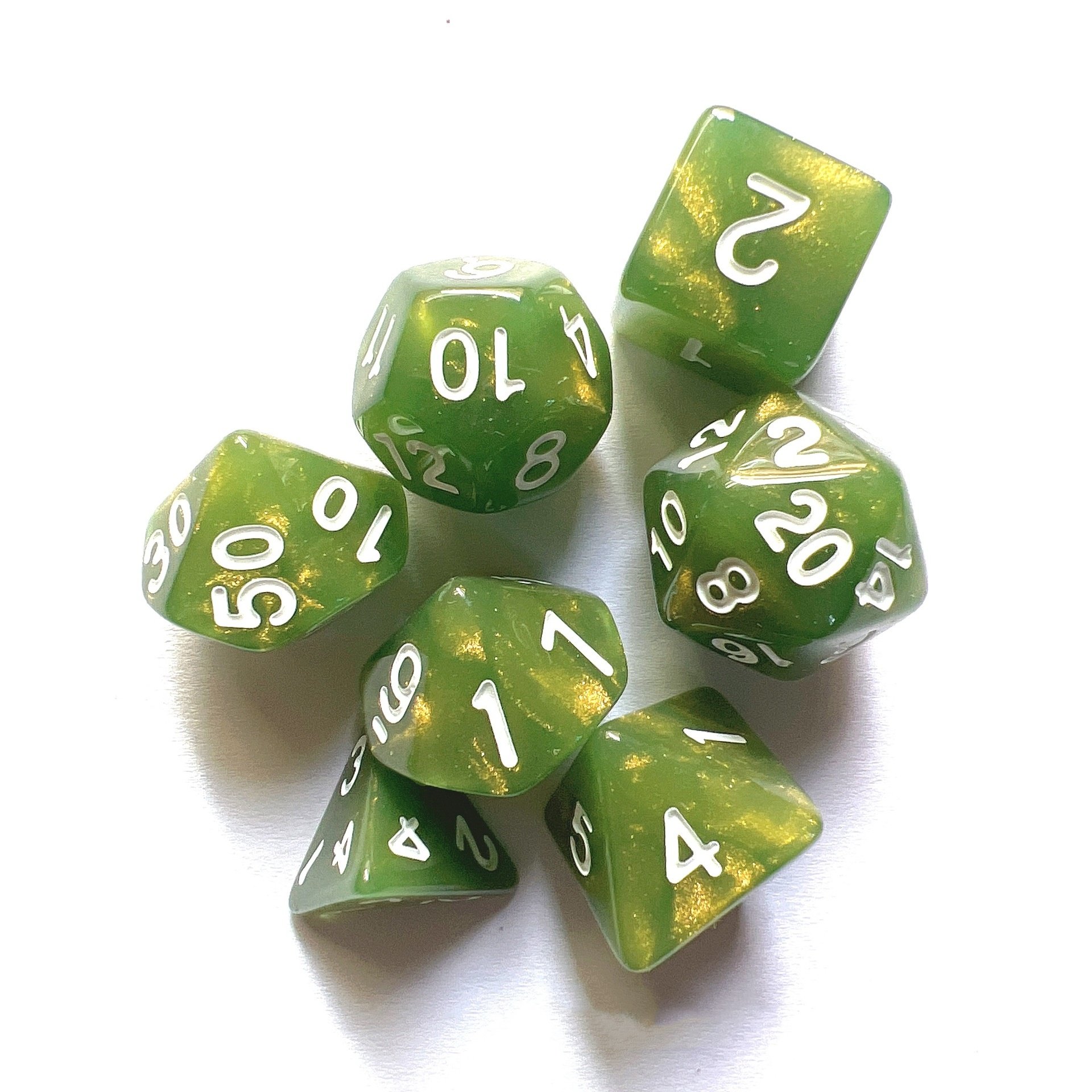 7pcs Pearl Polyhedral Custom Dice Set for Dungeons Dragons RPG DND for Family Party Roll Play Board Game with Marble Effect