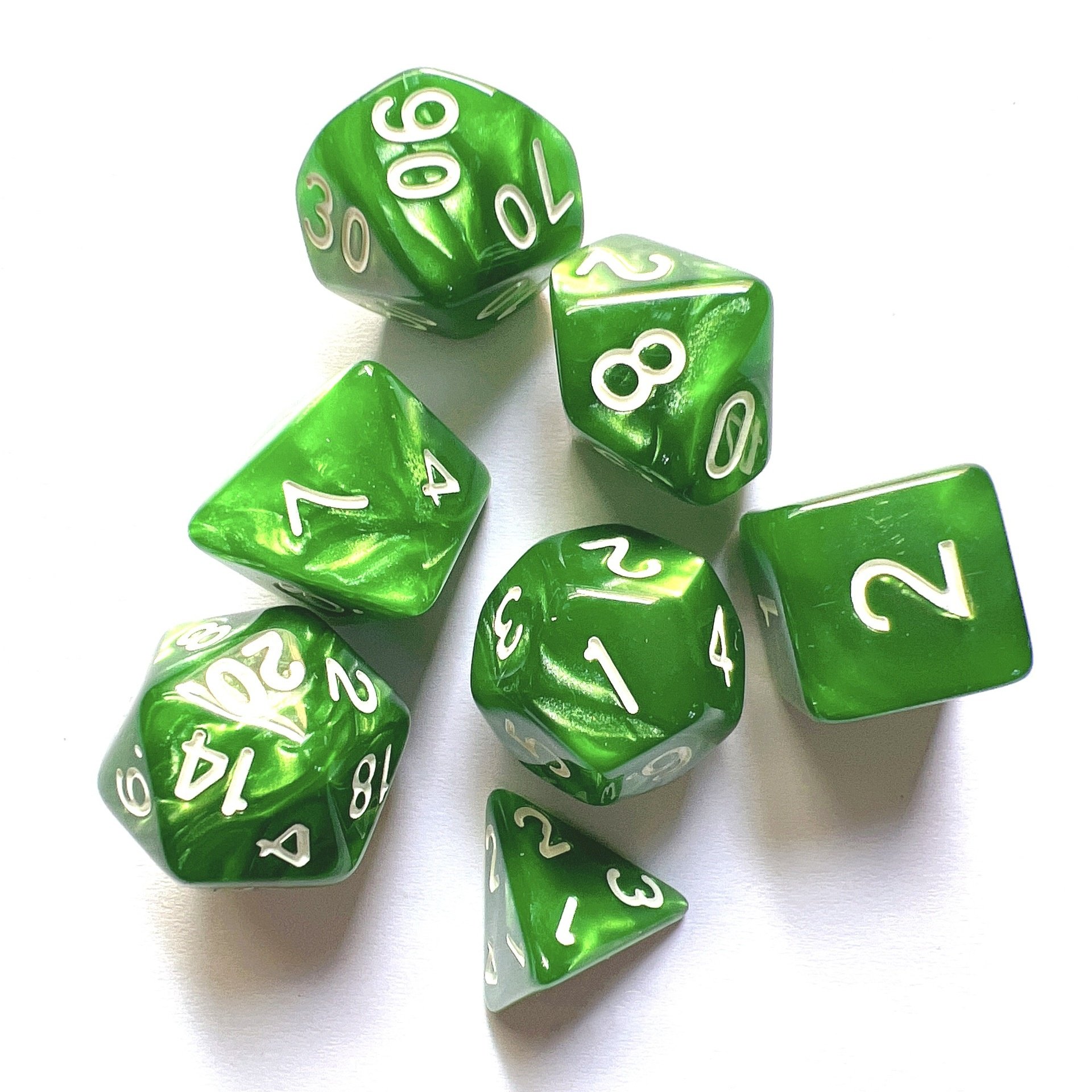 7pcs Pearl Polyhedral Custom Dice Set for Dungeons Dragons RPG DND for Family Party Roll Play Board Game with Marble Effect