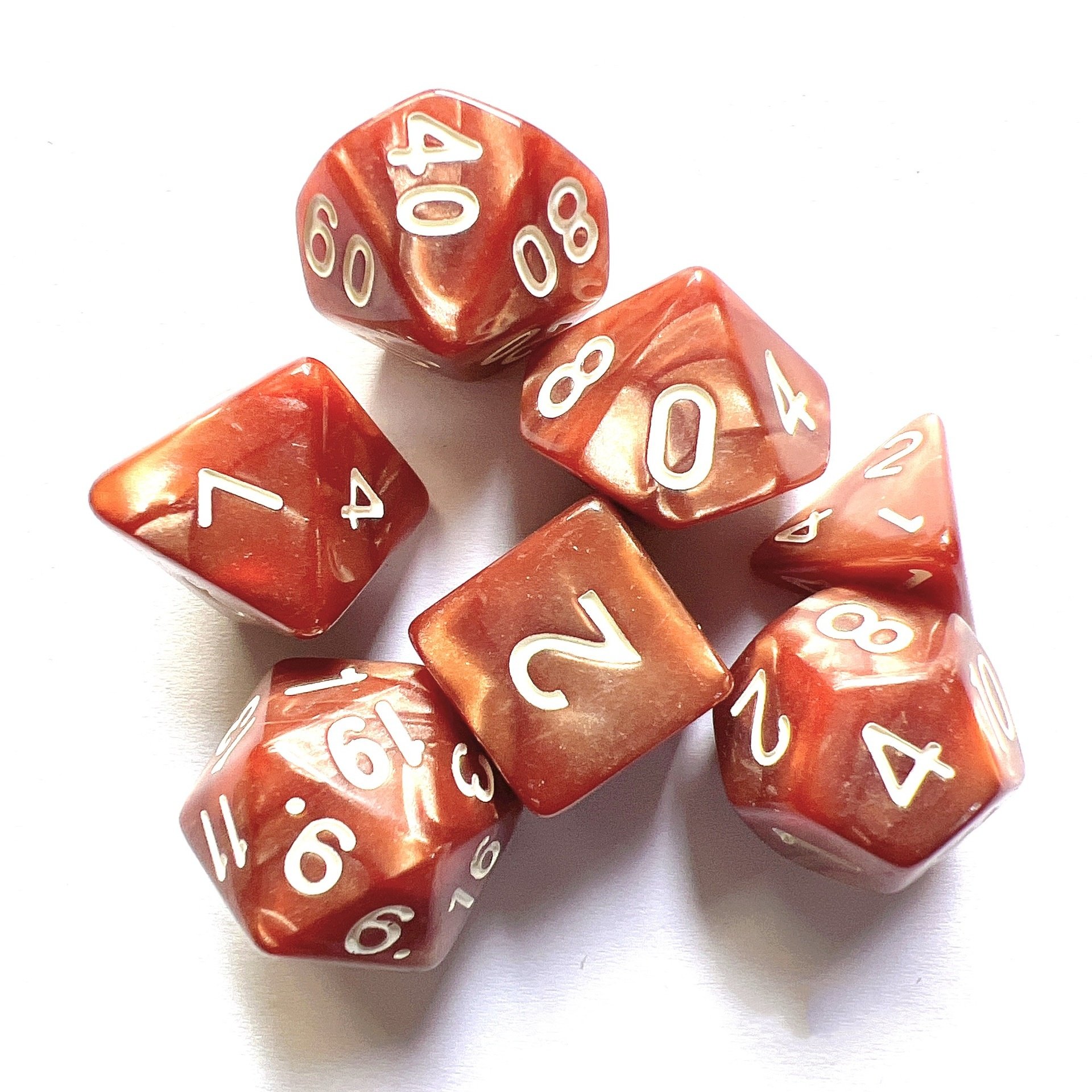7pcs Pearl Polyhedral Custom Dice Set for Dungeons Dragons RPG DND for Family Party Roll Play Board Game with Marble Effect