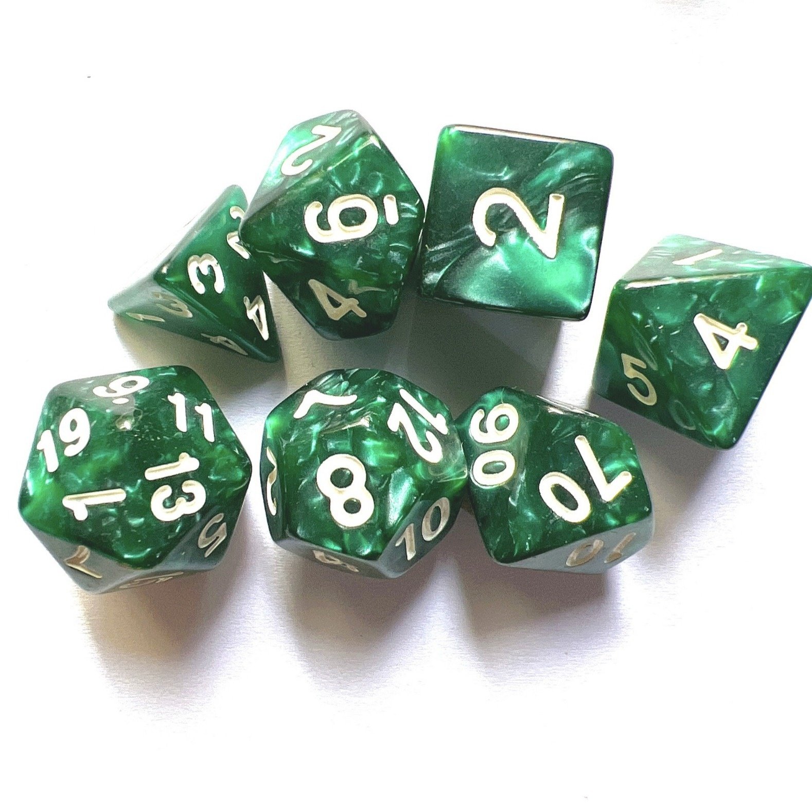 7pcs Pearl Polyhedral Custom Dice Set for Dungeons Dragons RPG DND for Family Party Roll Play Board Game with Marble Effect