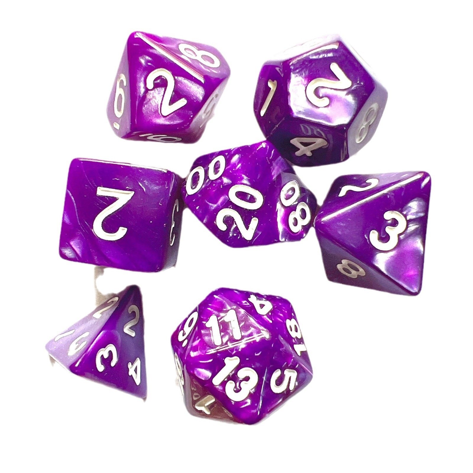 7pcs Pearl Polyhedral Custom Dice Set for Dungeons Dragons RPG DND for Family Party Roll Play Board Game with Marble Effect