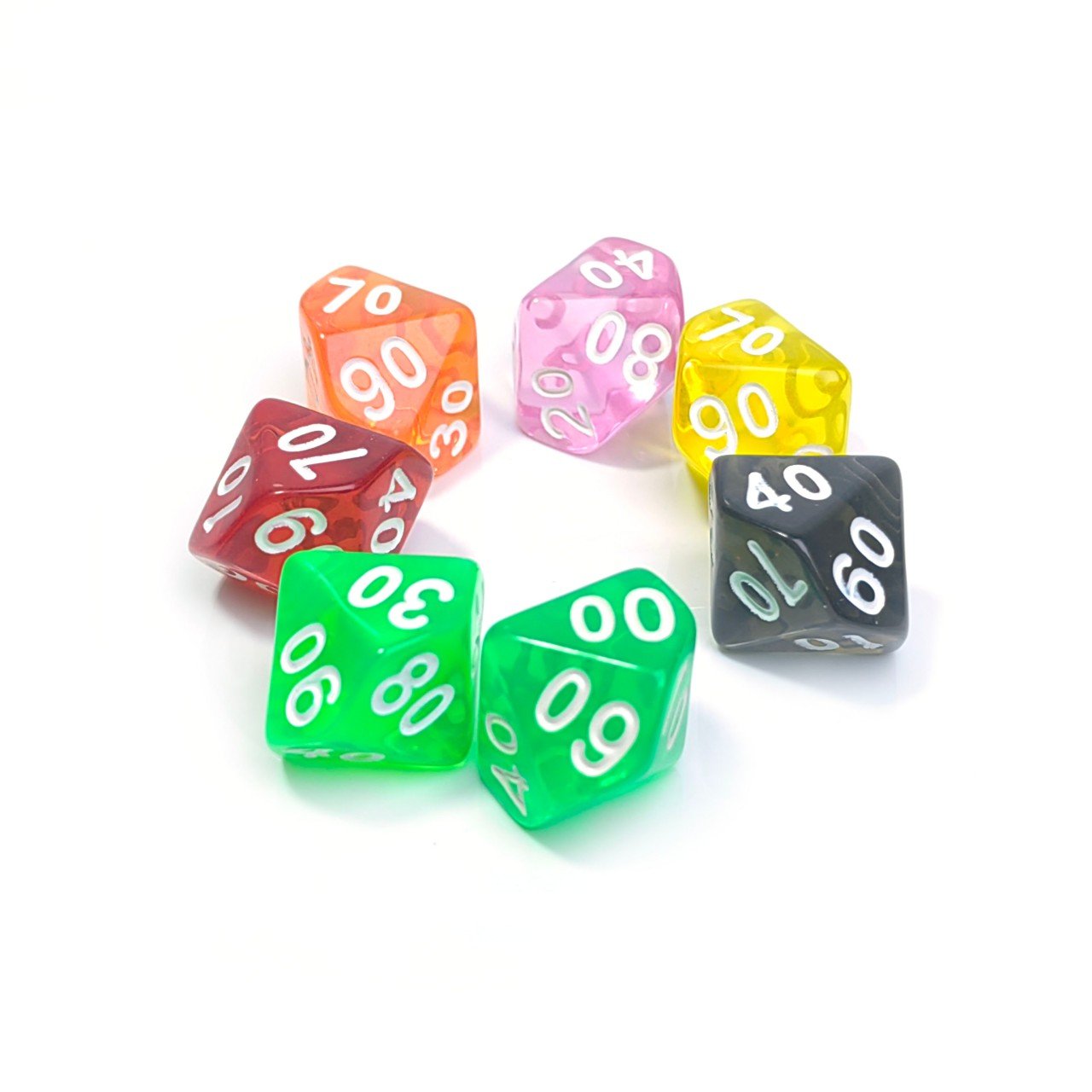 Hot Sell 16mm Transparent green Plastic dnd dice set for Table games entertainment