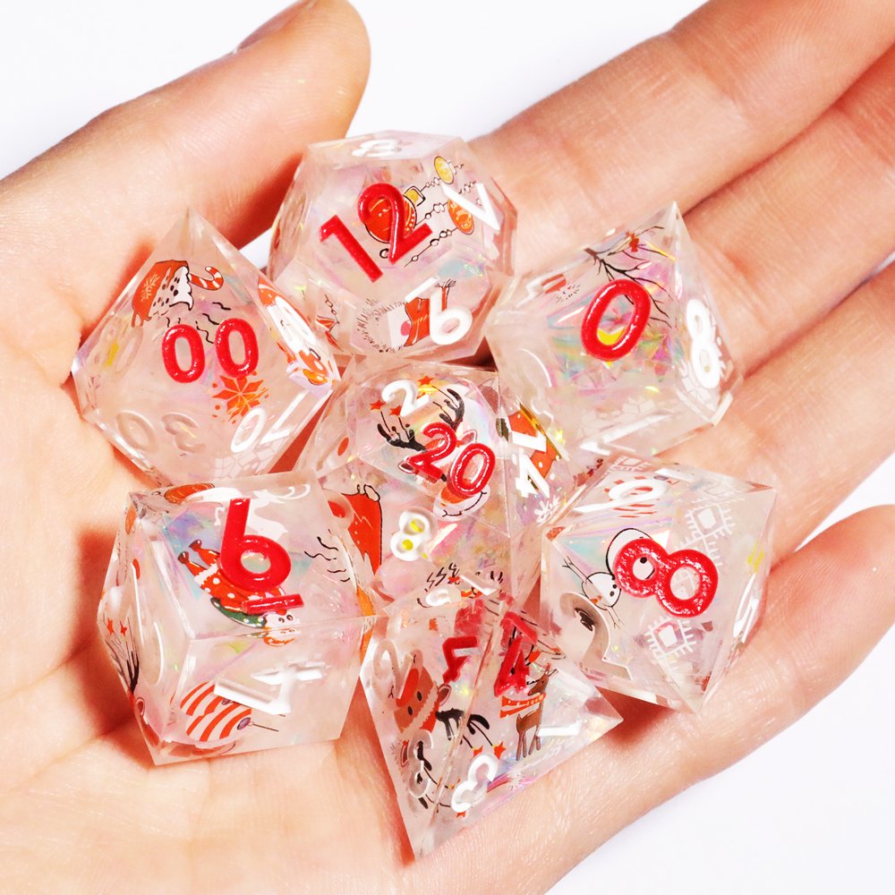 MINI PLANET Pumpkin Spider Christmas Stickers DND Dice Set Wholesale Custom Resin Dice For TRPG Board Game Sharp Polyhedral Dice